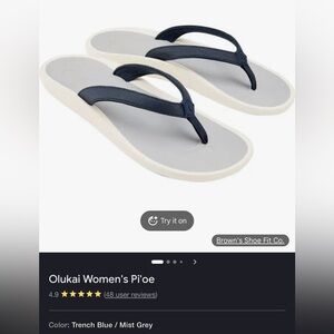 OluKai Women's Sandals - Trench Blue and Mist Gray